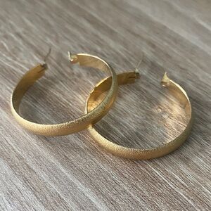 Monet Vintage Gold Toned Textured Hoop Earrings